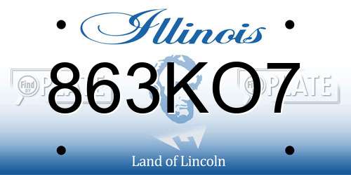 863KO7 Illinois License Plate