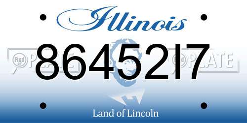 86452I7 Illinois License Plate