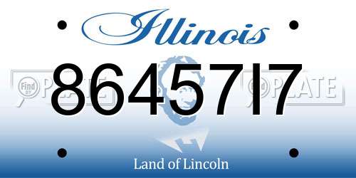 86457I7 Illinois License Plate
