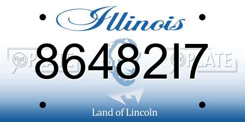 86482I7 Illinois License Plate
