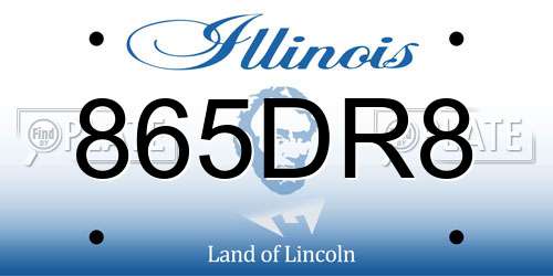 865DR8 Illinois License Plate