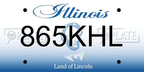 865KHL Illinois License Plate