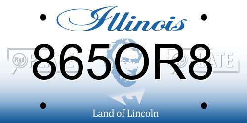 865OR8 Illinois License Plate