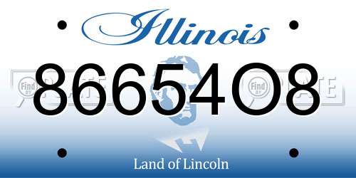 86654O8 Illinois License Plate