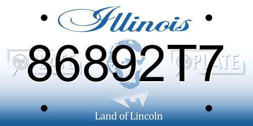 86892T7 Illinois License Plate