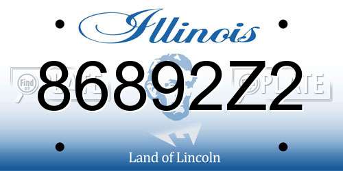 86892Z2 Illinois License Plate