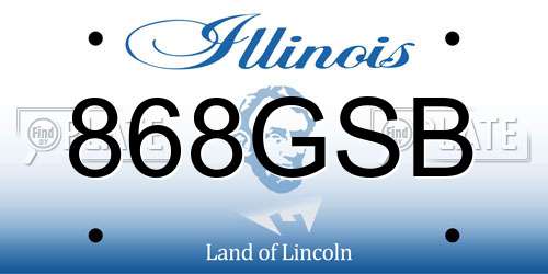 868GSB Illinois License Plate