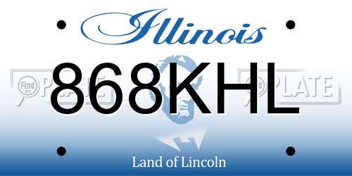 868KHL Illinois License Plate