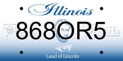 868OR5 Illinois License Plate