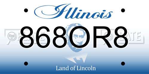 868OR8 Illinois License Plate