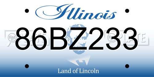 86BZ233 Illinois License Plate