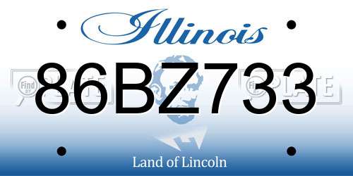 86BZ733 Illinois License Plate