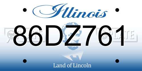 86DZ761 Illinois License Plate