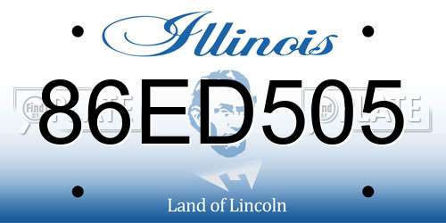 86ED505 Illinois License Plate
