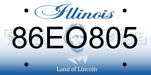 86EO805 Illinois License Plate