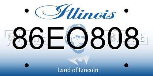 86EO808 Illinois License Plate