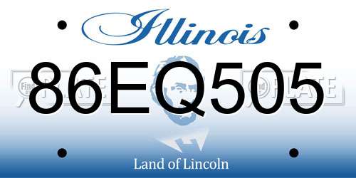 86EQ505 Illinois License Plate