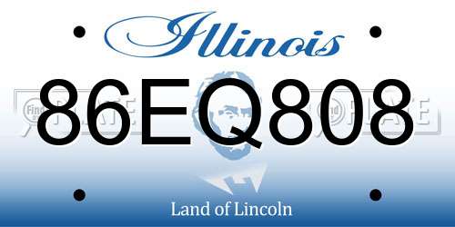 86EQ808 Illinois License Plate
