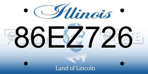 86EZ726 Illinois License Plate