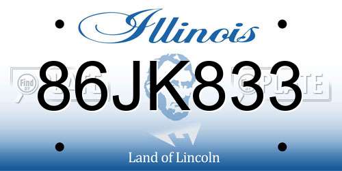 86JK833 Illinois License Plate