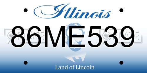 86ME539 Illinois License Plate