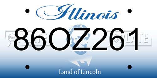 86OZ261 Illinois License Plate