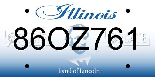 86OZ761 Illinois License Plate