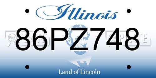 86PZ748 Illinois License Plate