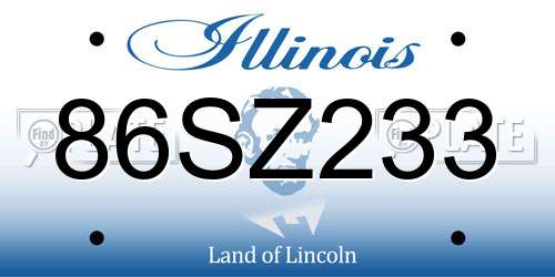 86SZ233 Illinois License Plate