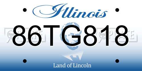 86TG818 Illinois License Plate