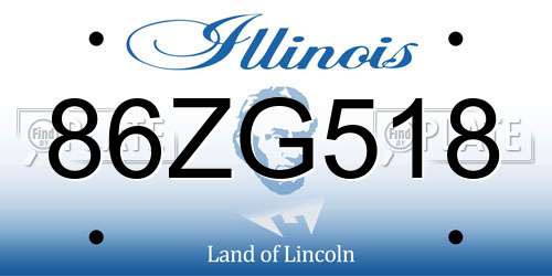 86ZG518 Illinois License Plate