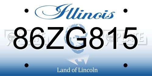 86ZG815 Illinois License Plate