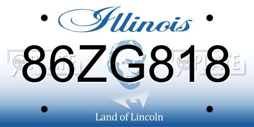86ZG818 Illinois License Plate