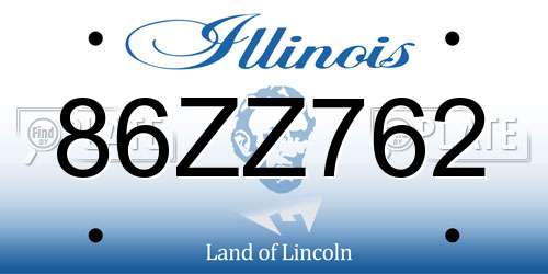 86ZZ762 Illinois License Plate