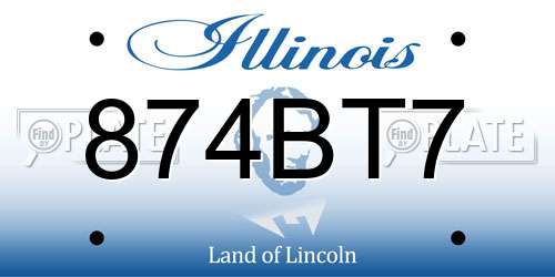 874BT7 Illinois License Plate