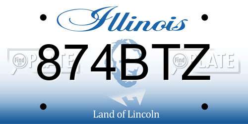 874BTZ Illinois License Plate