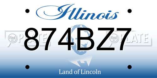 874BZ7 Illinois License Plate