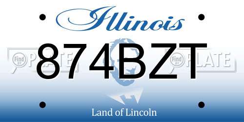 874BZT Illinois License Plate
