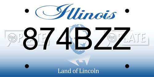 874BZZ Illinois License Plate
