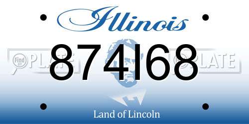 874I68 Illinois License Plate