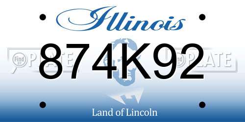 874K92 Illinois License Plate