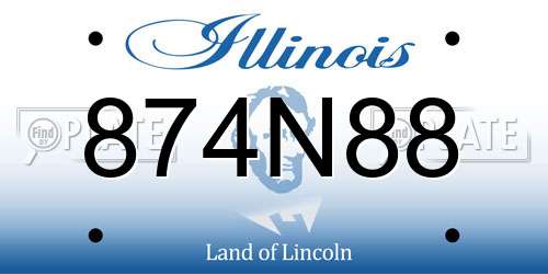 874N88 Illinois License Plate