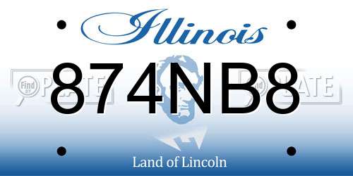 874NB8 Illinois License Plate