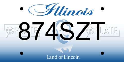 874SZT Illinois License Plate