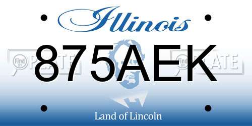 875AEK Illinois License Plate