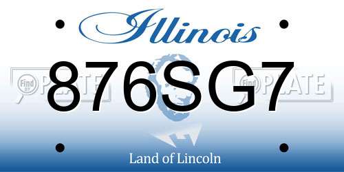 876SG7 Illinois License Plate