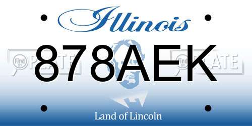 878AEK Illinois License Plate