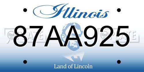 87AA925 Illinois License Plate