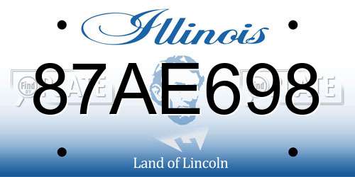 87AE698 Illinois License Plate