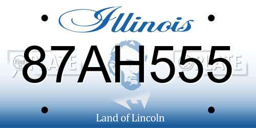 87AH555 Illinois License Plate